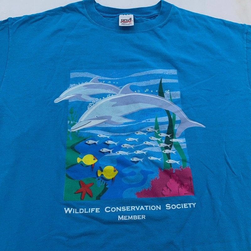 vintage 90s WILDLIFE CONSERVATION SOCIETY DOLPHIN OCEAN T-Shirt