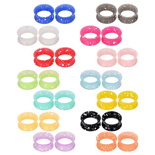 2pcs White Spots Ear Plugs Thin Silicone Ear Gauges Double Fared Flesh Tunnels