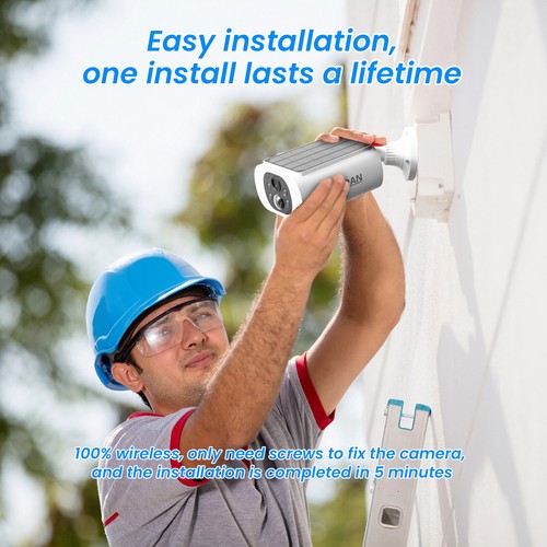 Wireless Solar Battery Powered Wifi Home Security Camera System Outdoor Audio IR