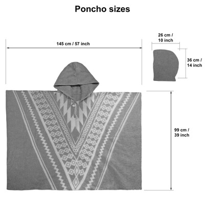 Alpaca wool Mens Unisex Hooded Poncho Aztec pattern all seasons boho hippie XXL