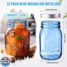 Yaomiao 12 Pack Blue Mason Jars with Lids 16oz Regular Mouth Pint Vintage Canning Jars Centerpieces Bulk Airtight Glass Jars Container for Storage Pickling Fermenting Preserving DIY Crafts Home Decor