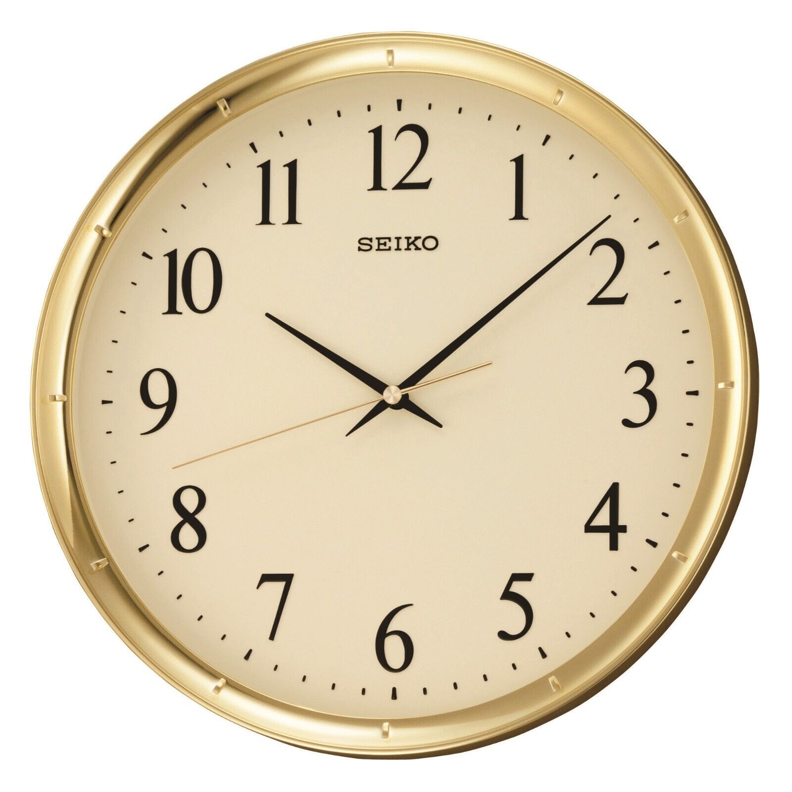 Seiko Gold Tone Round Battery Wall Clock Clear Dial QXA417G Seiko Gold Tone Round Battery Wall Clock Clear Dial QXA417G