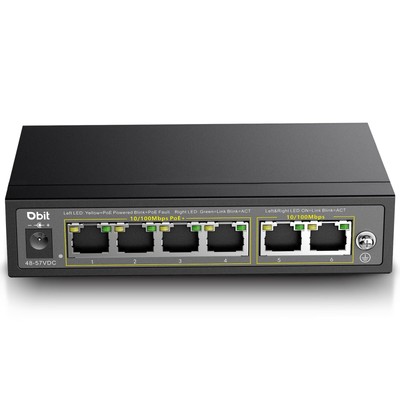 6port Ethernet Poe Switch With 4 Ports Poe+ 2 Fast Ethernet Uplink 10/100mbps 63