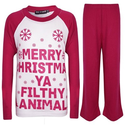 Enfants Filles PYJAMAS Merry Christmas Ya Filthy Animal Imprimer Tendance