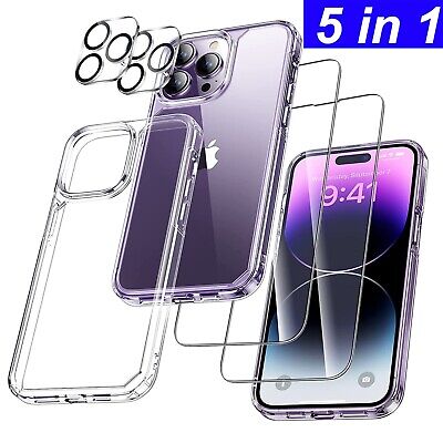 For iPhone 15 14 14 Plus 13 12 11 Pro Max Clear Case + Screen & Camera Protector