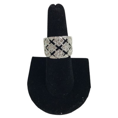 Womens Ring Size 6 Silver Tone Sparkly Small Gemstones Wide Band Formal NWOT