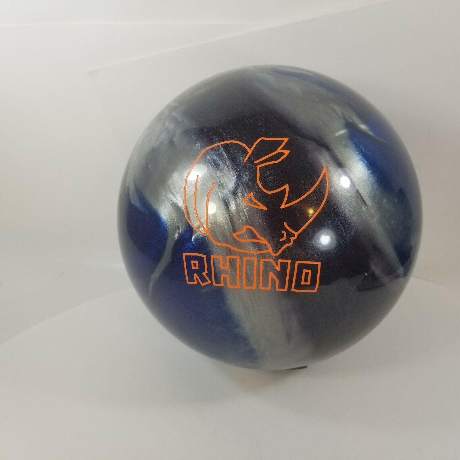 Vintage Brunswick Rhino Bowling Ball 14lbs Blue Silver Dark Vintage Brunswick Rhino Bowling Ball 14lbs Blue Silver Dark