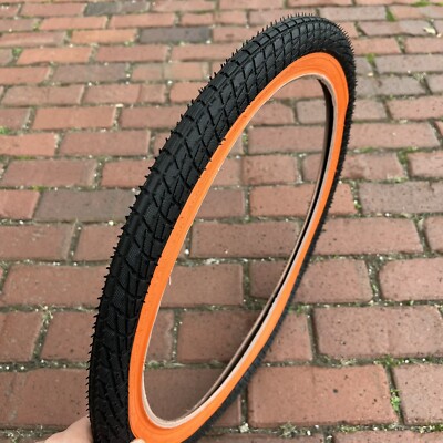 BICYCLE TIRE 20 X 1.95 BLACK / ORANGE WALL FITS OLD SCHOOL BMX GT MONGOOSE SCHWI