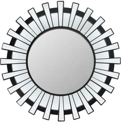 Northlight 25.5'' Sparkling Regal Sunburst Matte Black Round Wall Mirror