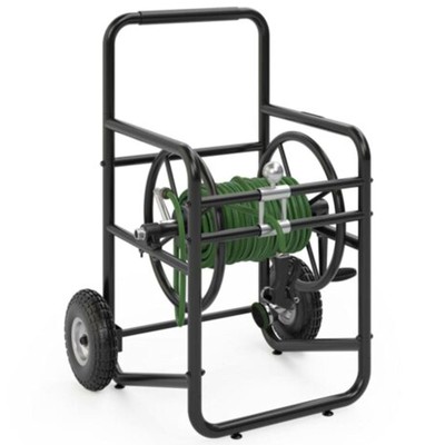 Suncast Professional Portable 200 Foot Garden Hose Reel Cart with Wheels, Black