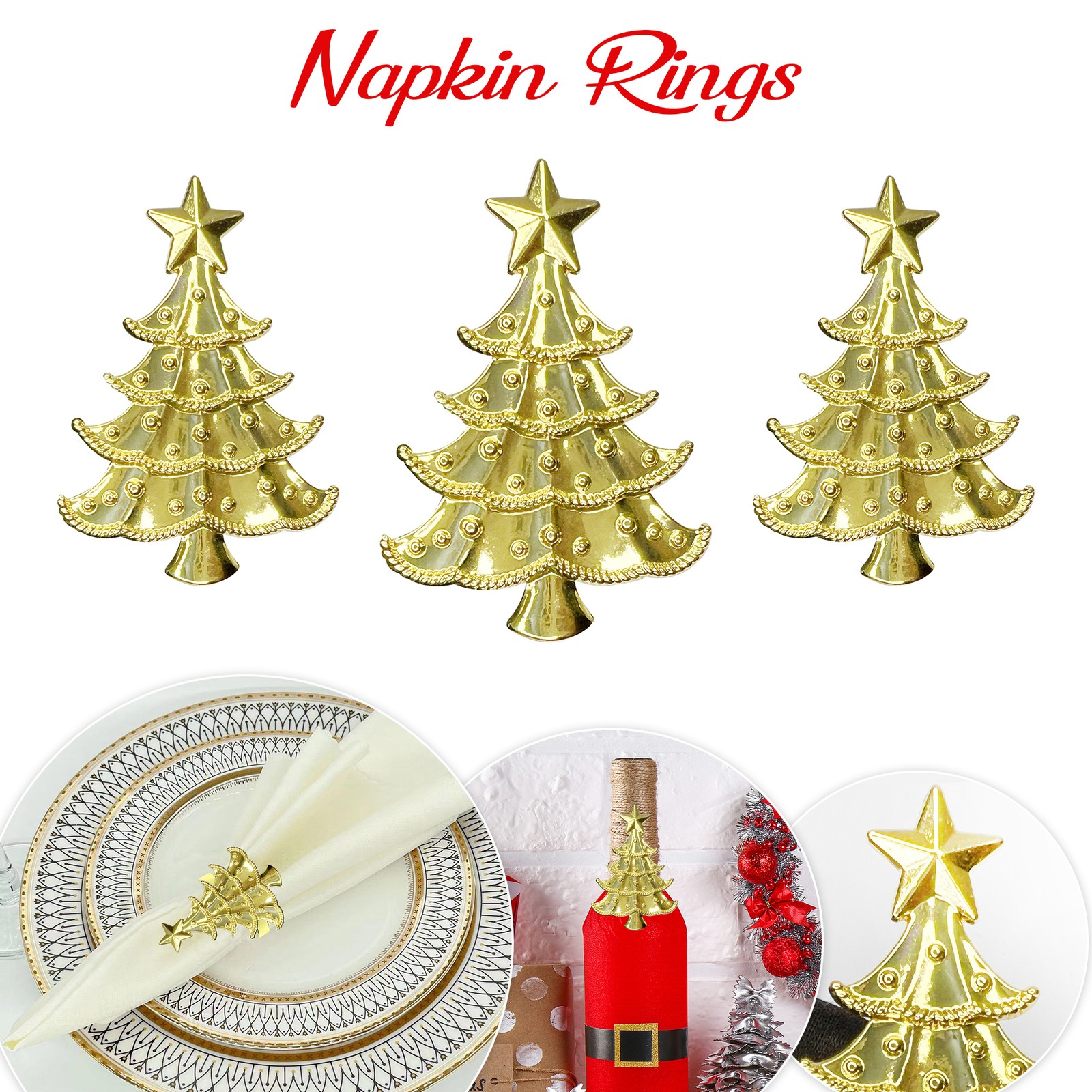 Golden Tree Form Servietten Ringe Tisch Dekor Weihnachten Neu Jahr Urlaub Party