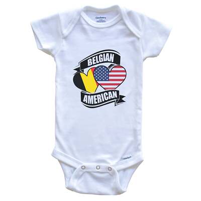 Belgian American Hearts USA Belgium Flags Baby Bodysuit - Baby Shower Gift