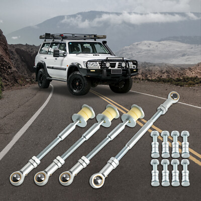 4 Front & Rear Adjustable Sway Bar Link Kit For Nissan Patrol GU Y61 2