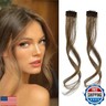 REECHO Long Side Air Bangs, Wavy Curly Clip in Bangs Front Side Bangs for Women Daily Use 2 PCS Set Long Temples-Light Brown