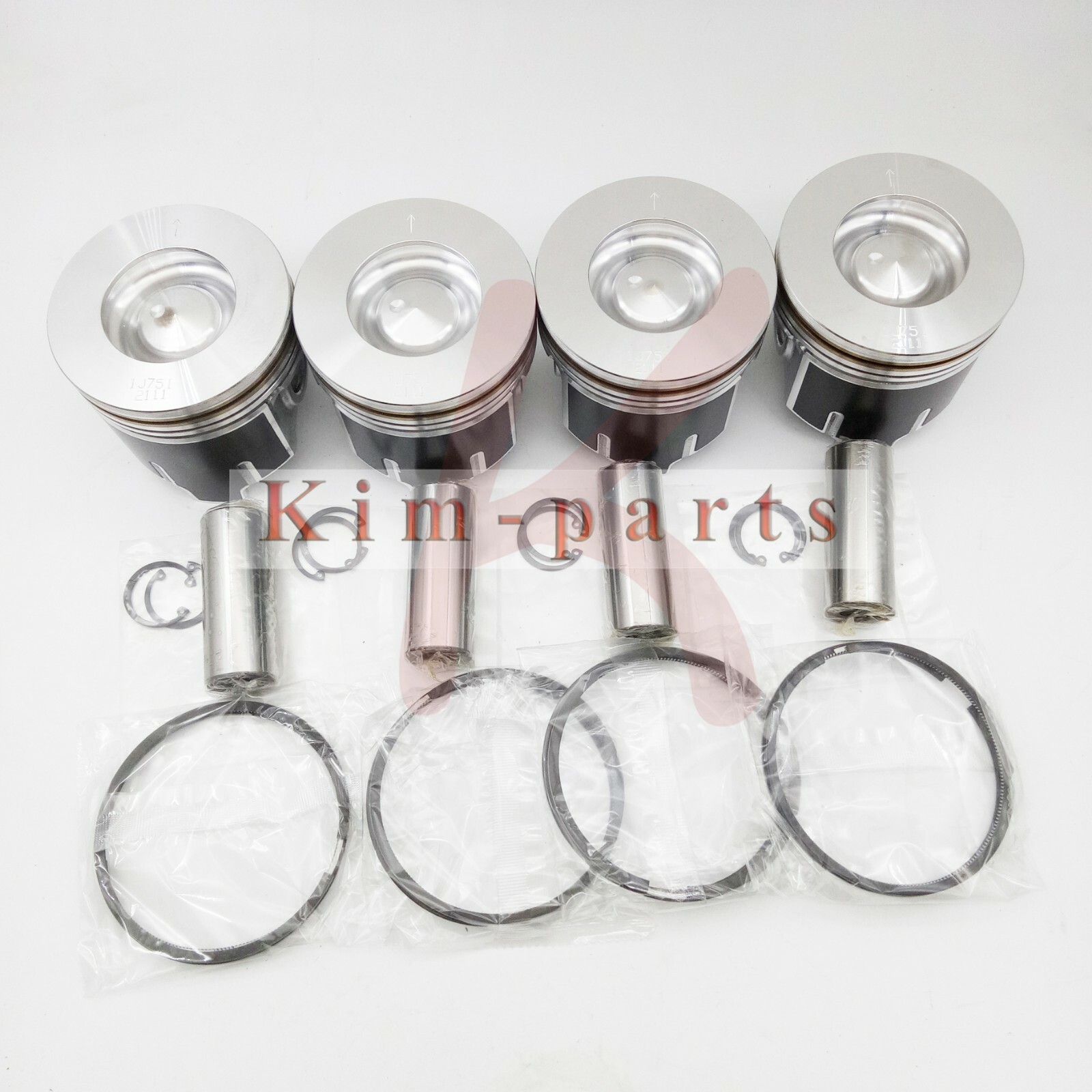 4 Pcs STD Piston (Clip & Pin) 1J751-2111 &Ring for Kubota
