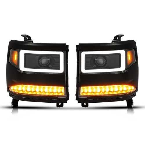 Для 2016-2019 Chevy Silverado 1500 Проекторная пара HID/ксеноновых фар со светодиодной подсветкой DRL