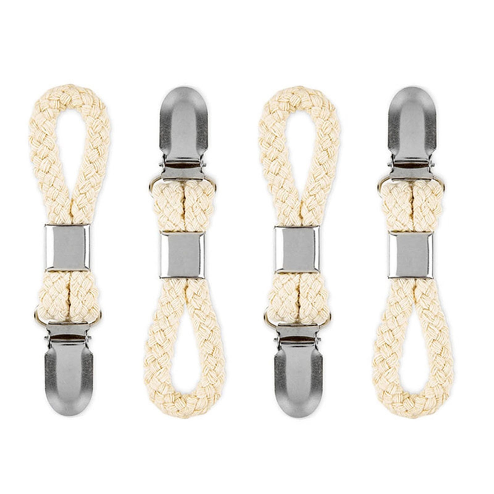 1/4pcs Braided Cotton Loop Towel Clip with Metal Clamp Multipurpose Cloth Hanger