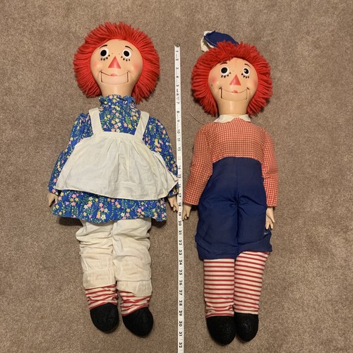 Lot 2 Raggedy Ann & Raggedy Andy Ventriloquist Dummies Dolls