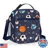 Clastyle Sport Ball Insulated Kids Lunch Bag Blue Large Thermal Cooler Bag for Boy Picnic School Lunch Box Tote,Basketball Football