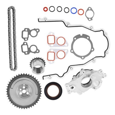 Timing Chain + Gasket Kit & Oil Pump For Chevy GMC Cadillac Buick 5.3 6.0 6.2L