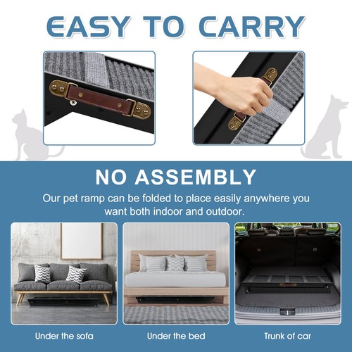 Begonia.K Dog Ramp for Sofa Bed 6 Adjustable Pet Ramp Folds Flat & Side Rail