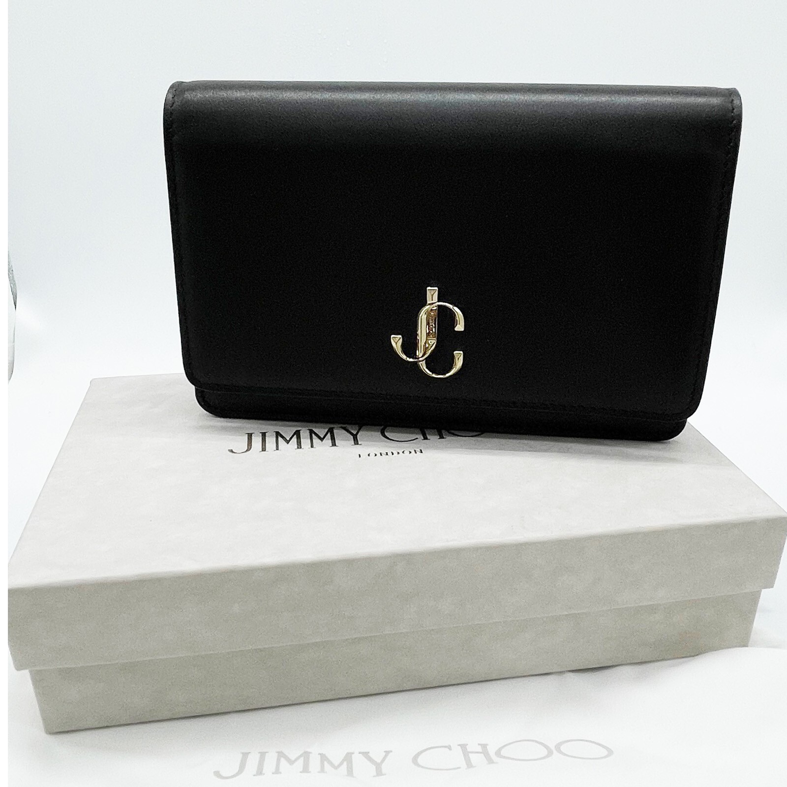 【JICHOI】25ss JITO HAND BAG Jimmy Choo Black Crinkled Patent Leather Small Riki Tote Bag