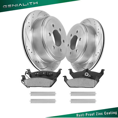 Rear Drilled Rotors & Ceramic Brake Pads for 2011 Ford F-150 3.5L