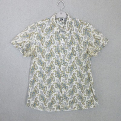 Kennington California Button Up Shirt Mens L Paisley Short Sleeve 100% Cotton