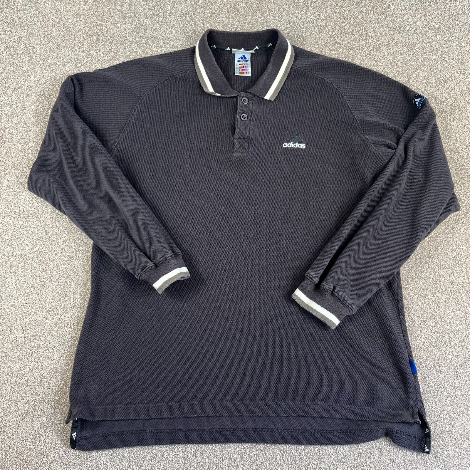Vtg Adidas Polo Shirt Mens XL Brown Dark Long Sleeve 90s Vtg Adidas Polo Shirt Mens XL Brown Dark Long Sleeve 90s