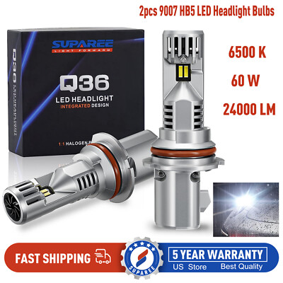 9007 HB5 LED Headlight Bulbs Kit 6500K High Low Beam Light Super Bright White 2x