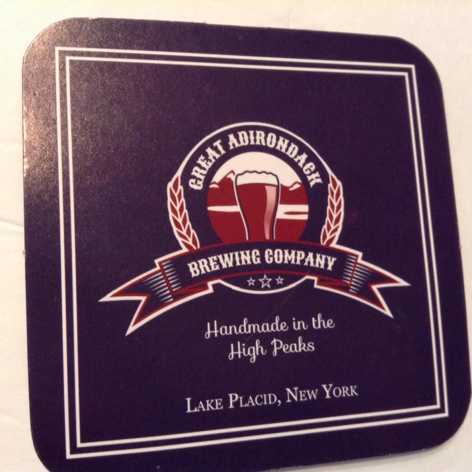 Beer Memorabilia Coaster/Mat Great Adirondack Brewery Co Lake Placid, NY