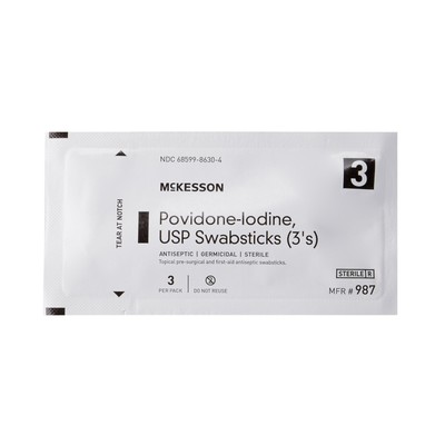 McKesson 987 Impregnated Povidone-Iodine Swabsticks Sterile 987 750 Ct