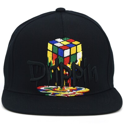 Drippin Rubik's Cube TL New Leader Black Embroidery Snapback Hat Cap
