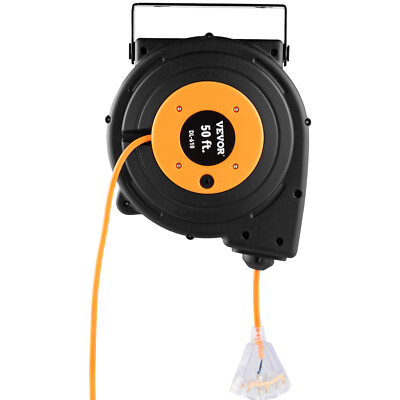 Retractable Extension Cord Reel Power Cord Reel 50FT 14AWG/3C SJTOW