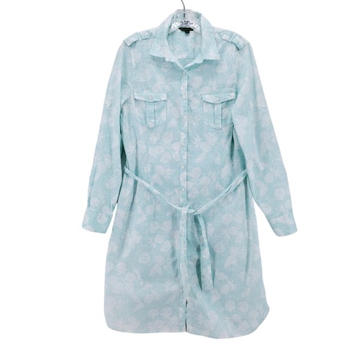 BROOKS BROTHERS REYN SPOONER Floral Hawaiian Shirt Dress Belted Size 14