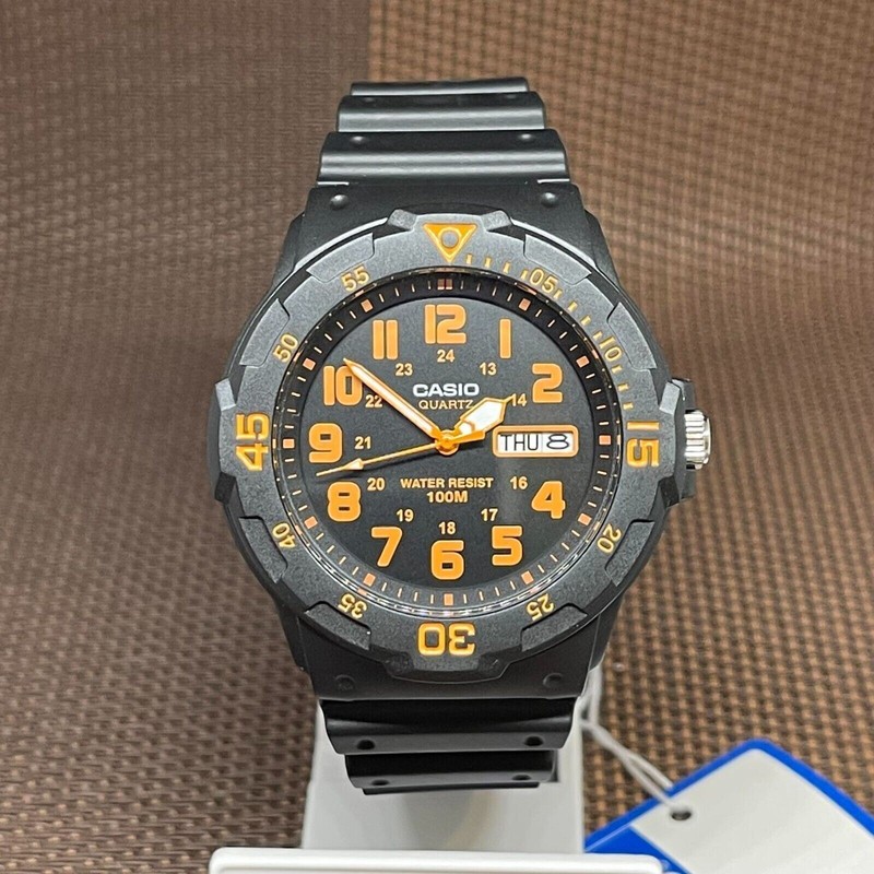 Montre De PlongÃ©E Design Casio Mrw-200h-4b Ã  Bracelet Noir Marqueur Orange...