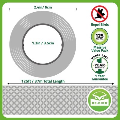 Scare Tape, 350ft Reflective Bird Deterrent, Dual Sided Outdoor Pigeon Control