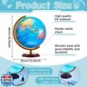 Amylove 13'' Illuminated World Globe for Adults 720°/360° Rotation Rewritable Light Up Globe with Stand World Map for Interactive Learning Light with Base Lamp LED Decor(Wood,Classic)