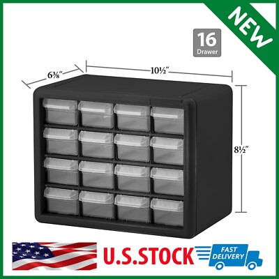 16 Drawers Plastic Parts Cabinet Hardware Organizer Craft Storage Container Bin