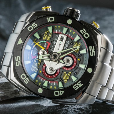 Pre-owned Nubeo Ingenuity Chronograph Gray Black Watch - Brand