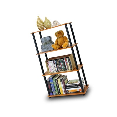 Furinno (99557LC/BK) Turn-N-Tube 4-Tier Multipurpose Shelf Display Rack - Lig...