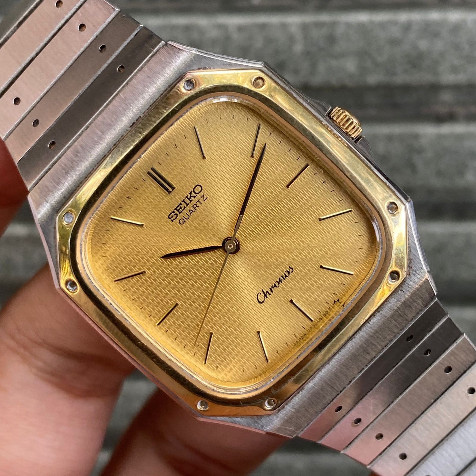 SEIKO セイコー クロノス 7731-5130 クォーツ 腕時計 RARE Seiko Chronos Quartz 7731-5130 Two Tone Square Oak