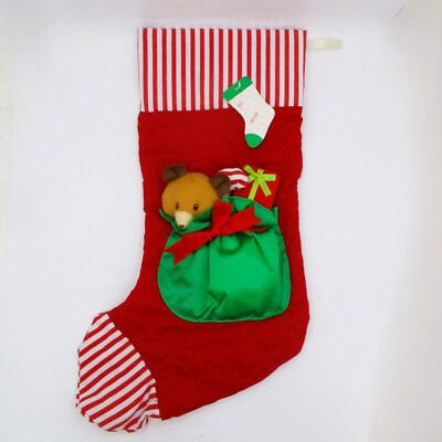 Russ Christmas Stocking With Bear & Gift Pocket 16''
