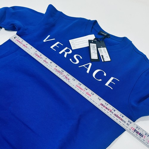 Pre-owned Versace Men's Embroidered Logo Blue Sweatshirt Size Xs $800