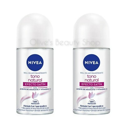 2 Nivea Tono Natural Efecto Satin Roll On Antiperspirant 48H 50ml
