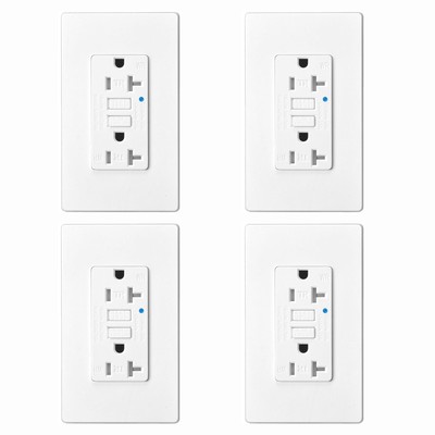 20AMP Self-Test GFCI Outlet Ground Fault Receptacle Tamper-Resistant WR White ×4
