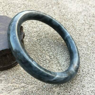 10% OFF- 58/59/60mm Certified Natural Black Emerald A*Jade Carved Bangle A1940