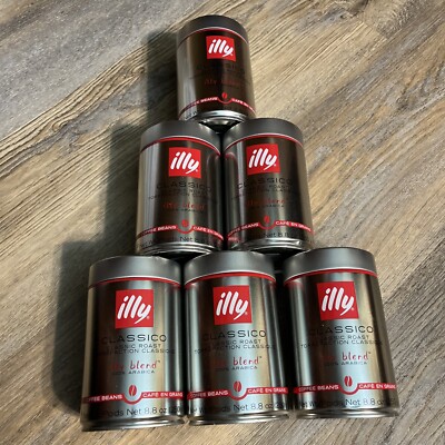6-Pk ILLY CLASSICO Whole Bean Coffee Med Roast Caramel/Orange/Jasmine 03/2025