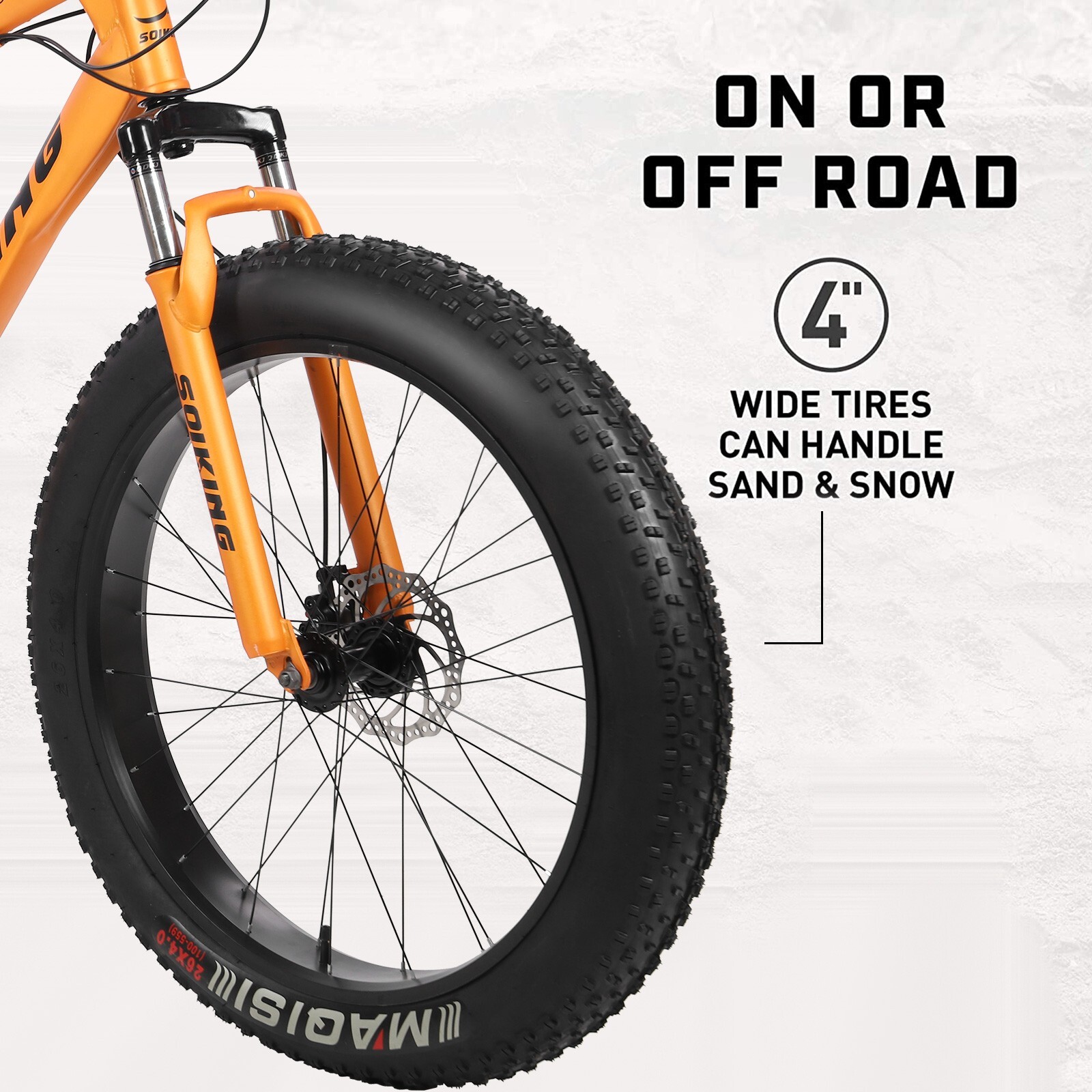 26 in Fat Tire Bikes Mountain/Snow/Off Road Bike Mens 21 Speed MTB Bicycle