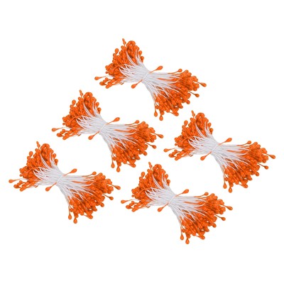 750Pcs 3mm Double Heads Flower Stamen Artificial Flower Stamen Pistil Orange